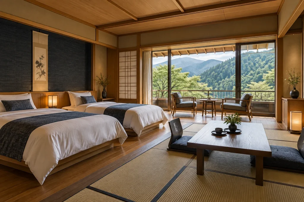 山を望む旅館の客室のイメージ